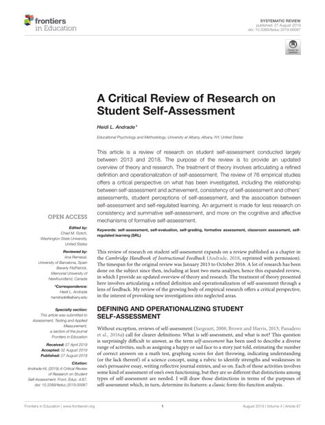 the impact of self percepion on testing|A Critical Review of Research on Student Self .